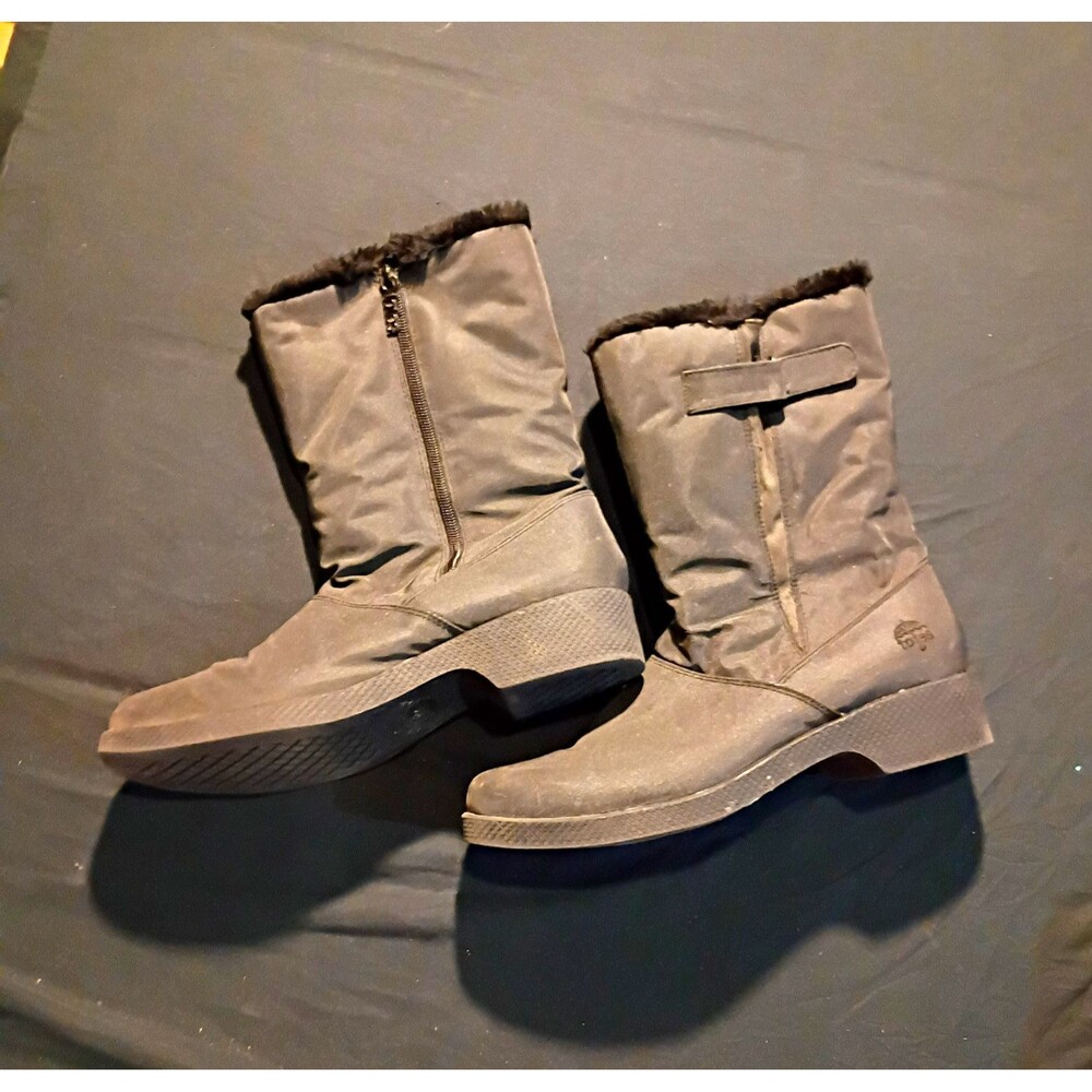 The North Face Men's Gray Faux Fur Lined Mid-Calf Zip Snow Boots US 8